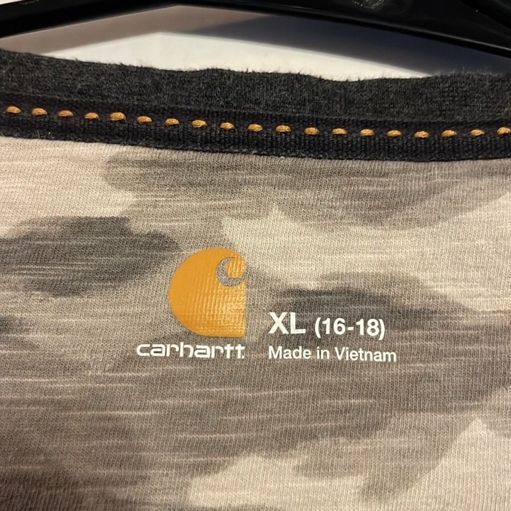 Carhartt-XL(16-18)-charcoal gray-long sleeve, Henley, snap buttons, thermal top. - Picture 5 of 11